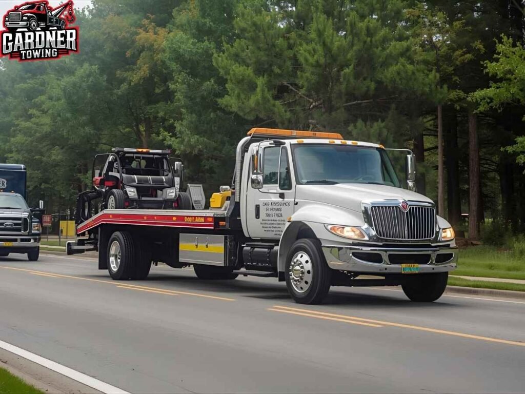 Gardner Towing emergency response tow truck arriving at roadside assistance call